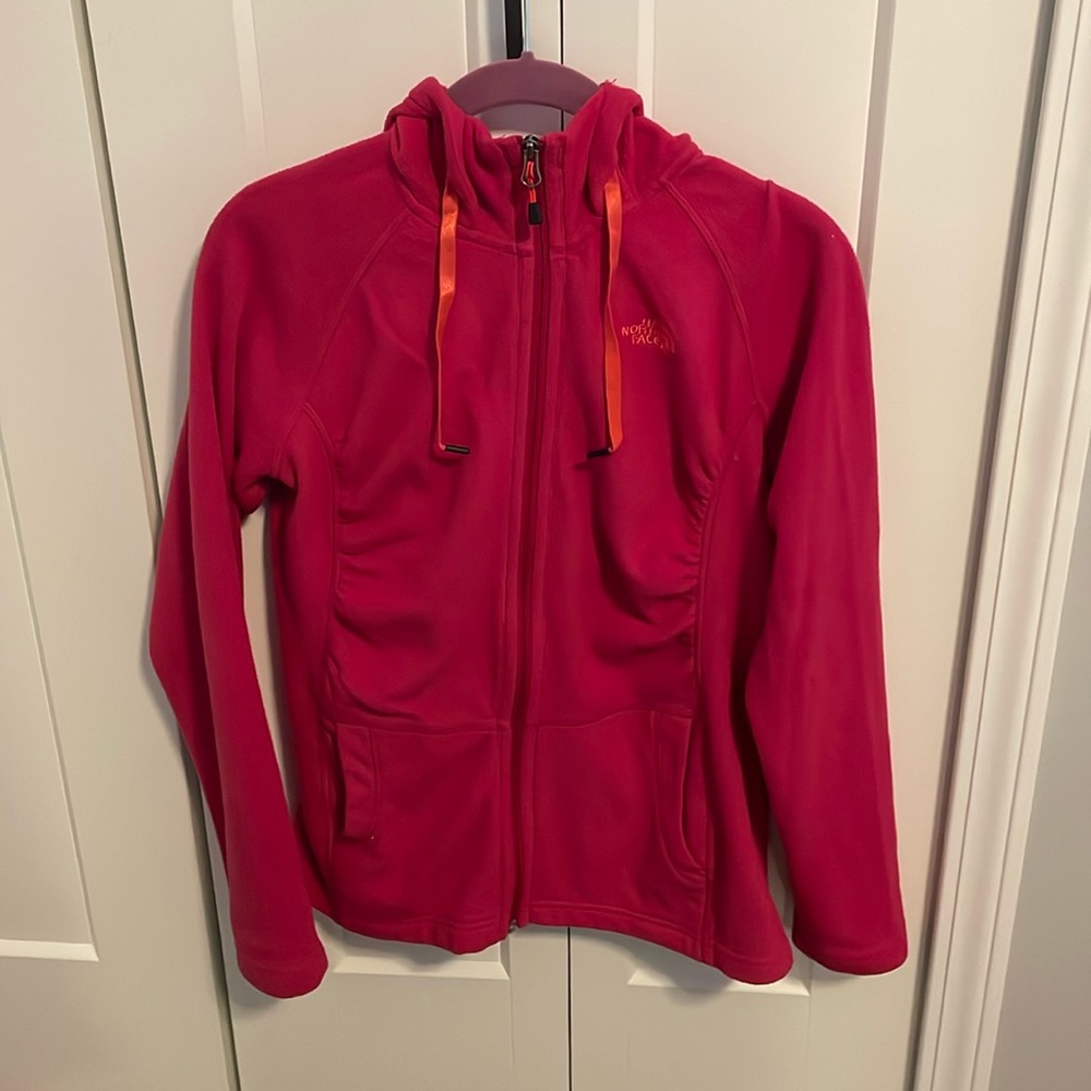 North Face pink zip up fleece women’s medium